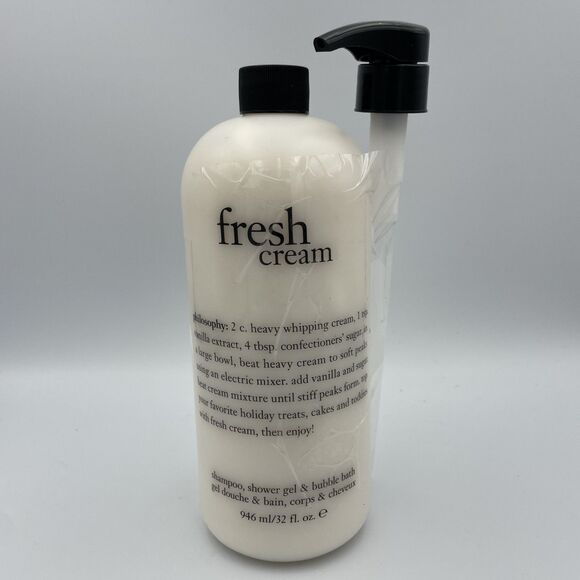 Philosophy Fresh Cream Shampoo, Shower Gel & Bubble Bath 32 Oz New Sealed + Pump - Picture 1 of 5